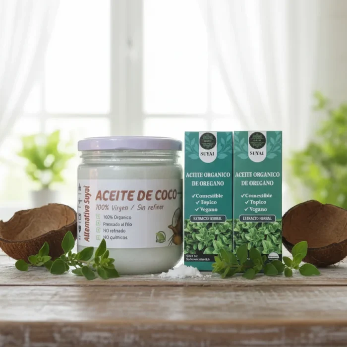 Aceite de coco con 2 oréganos 100% naturales de Alternativa Suyai